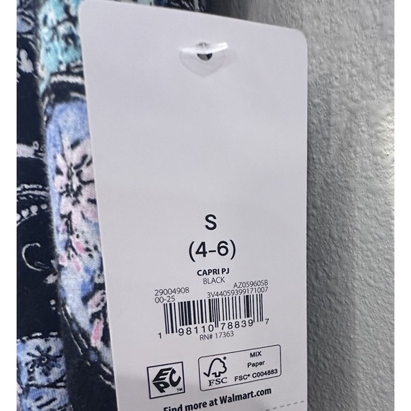 New Aria Women's 100%‎ cotton Black short sleeve capri Pajamas Set size S (4-6) - Picture 6 of 16